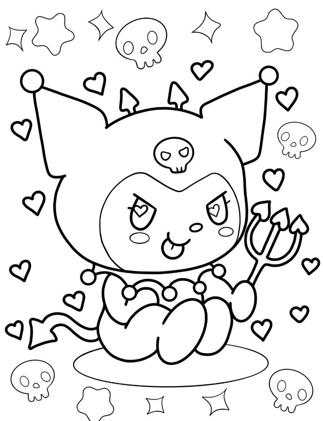 Kuromi Coloring Pages   Cute Evil Kuromi Coloring Sheet For