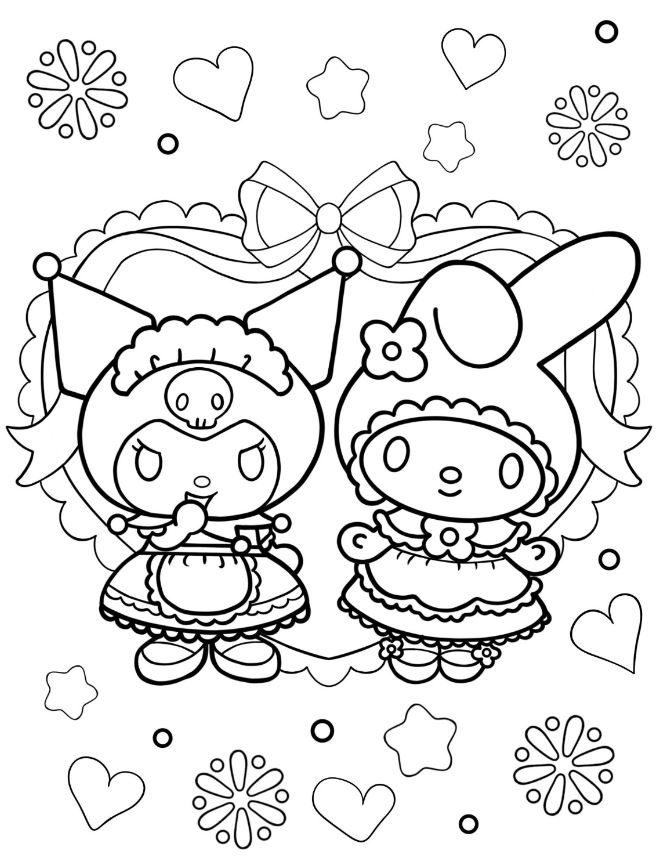 Kuromi Coloring Pages   Kuromi Laughing With My Melody Coloring