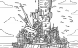 Lighthouse Coloring Pages   Realistic Dilapidated Lighthouse Coloring Page