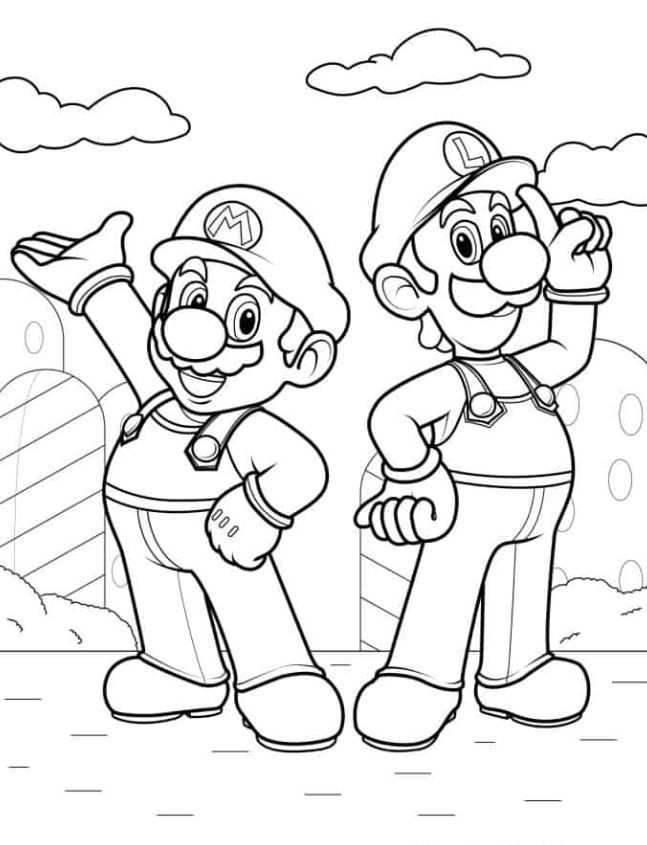 Luigi Coloring Pages   Luigi And Mario Coloring Page For