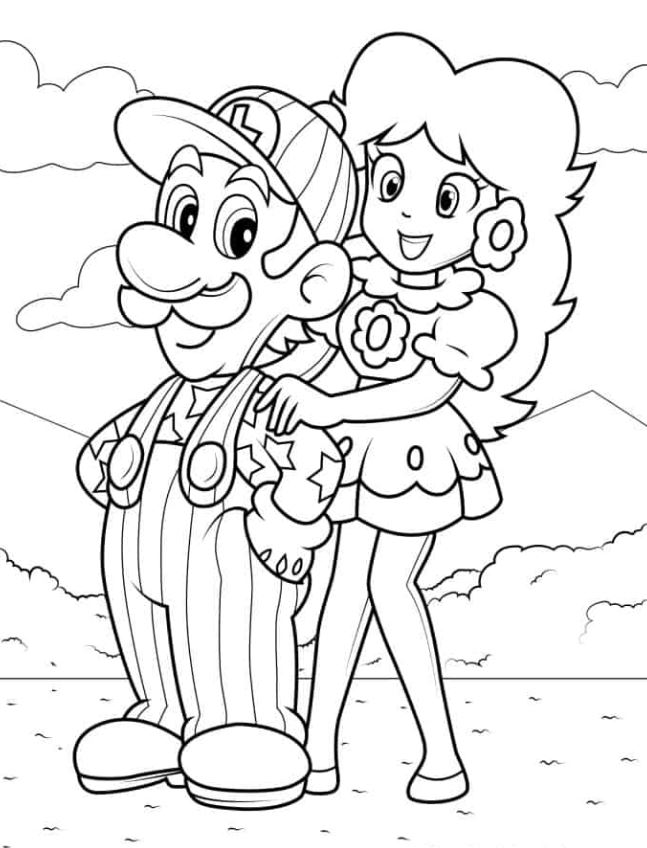Luigi Coloring S   Luigi And Princess Peach Coloring