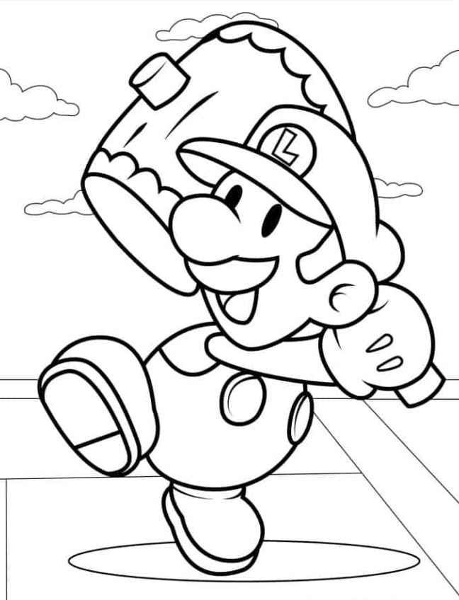 Luigi Coloring Pages   Paper Luigi Coloring Page For