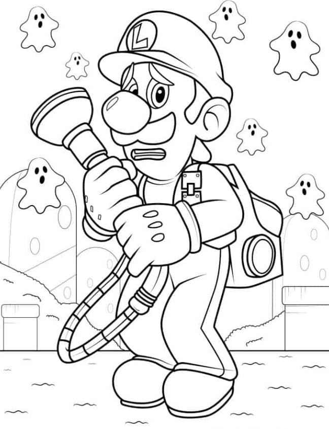 Luigi Coloring Pages   Scared Luigi Coloring Page