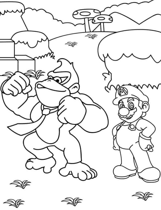 Mario Coloring Pages   Donkey Kong And Mario Coloring