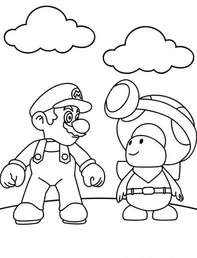 Mario Coloring S   Easy Mario And Toad Coloring