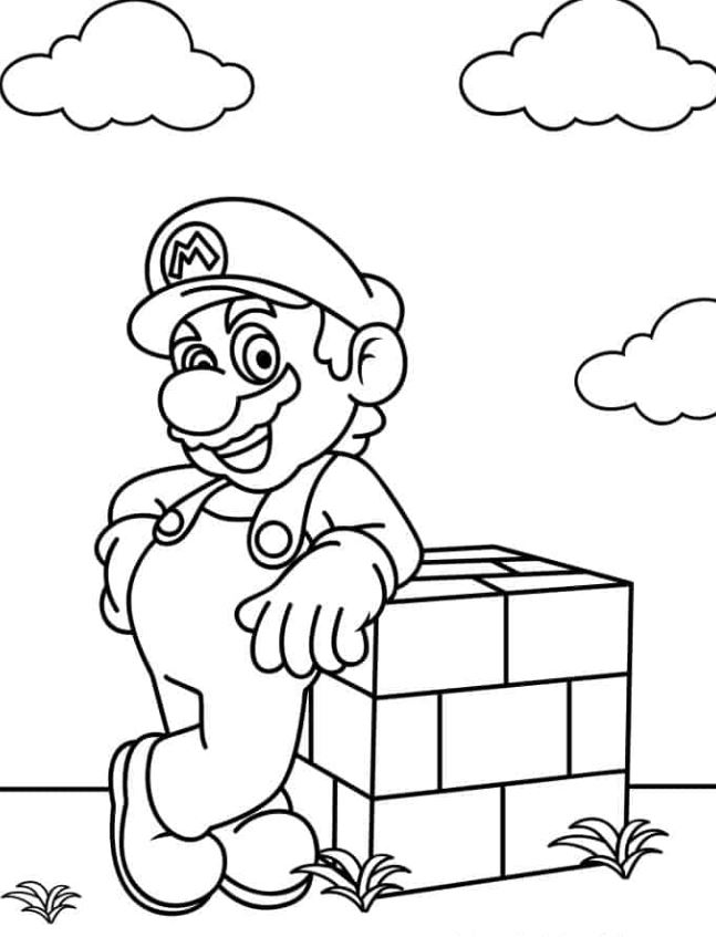 Mario Coloring Pages   Easy Mario Coloring