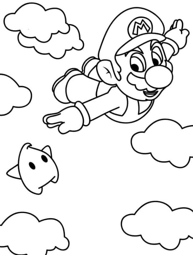 Mario Coloring Pages   Flying Mario With Super