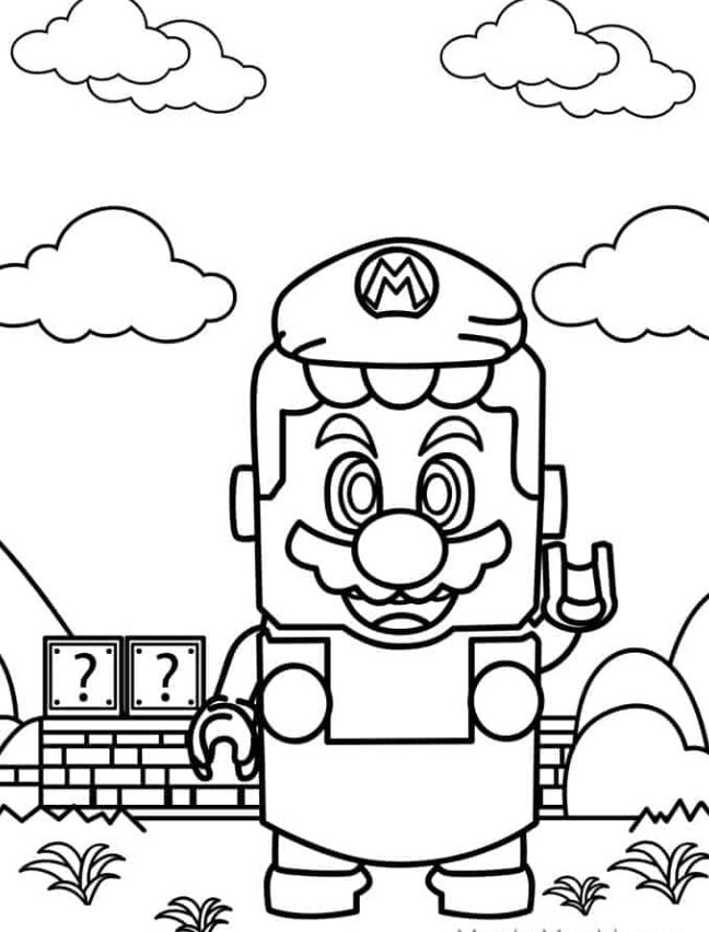 Mario Coloring Pages   Lego Mario Coloring Sheet For