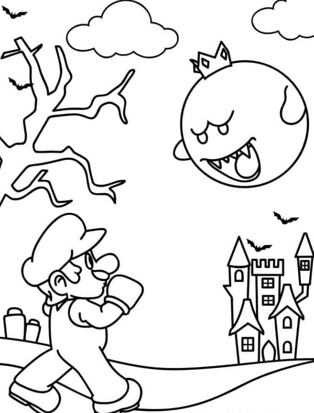 Mario Coloring Pages   Mario And Boo Coloring