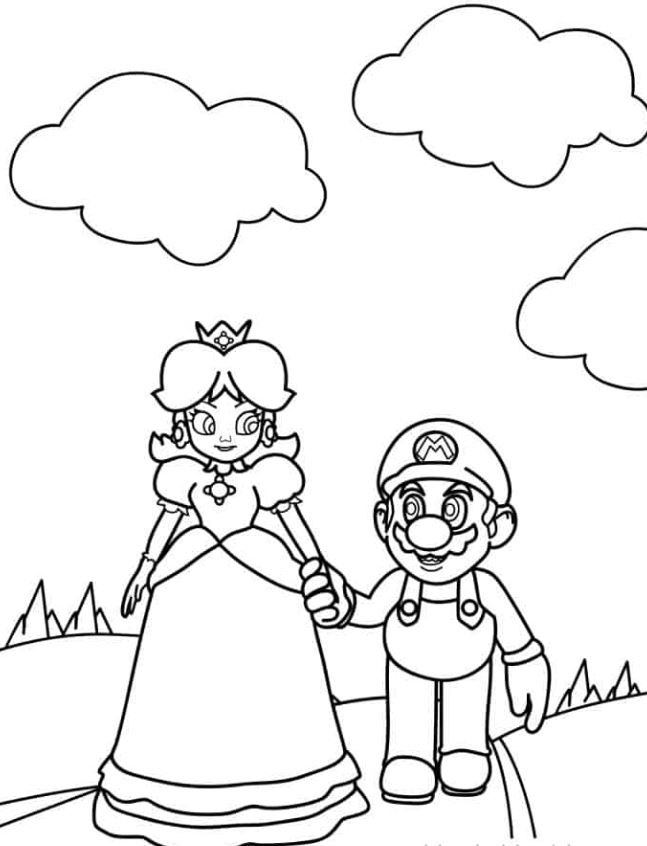 Mario Coloring Pages   Mario And Rosalina Coloring