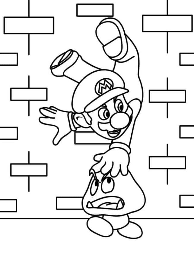 Mario Coloring Pages   Mario Vs Goomba Coloring Sheet For