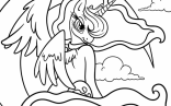 Princess Luna Coloring Pages   Princess Luna With Crescent Moon In Background