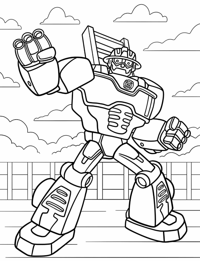 Rescue Bots Coloring S   Rescue Bots Heatwave Punching The Air Coloring