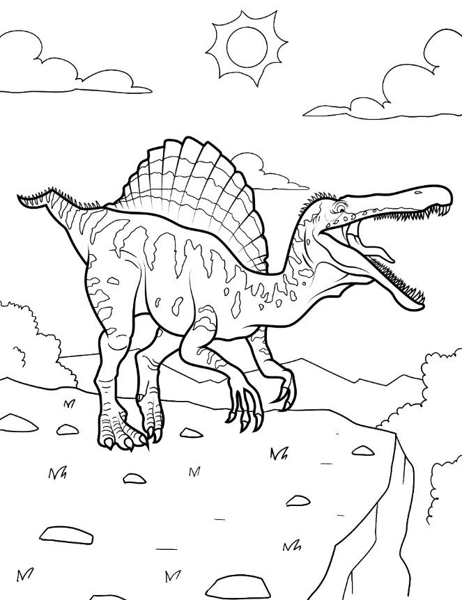 Spinosaurus Coloring S   Mega Spinosaurus Outline Coloring