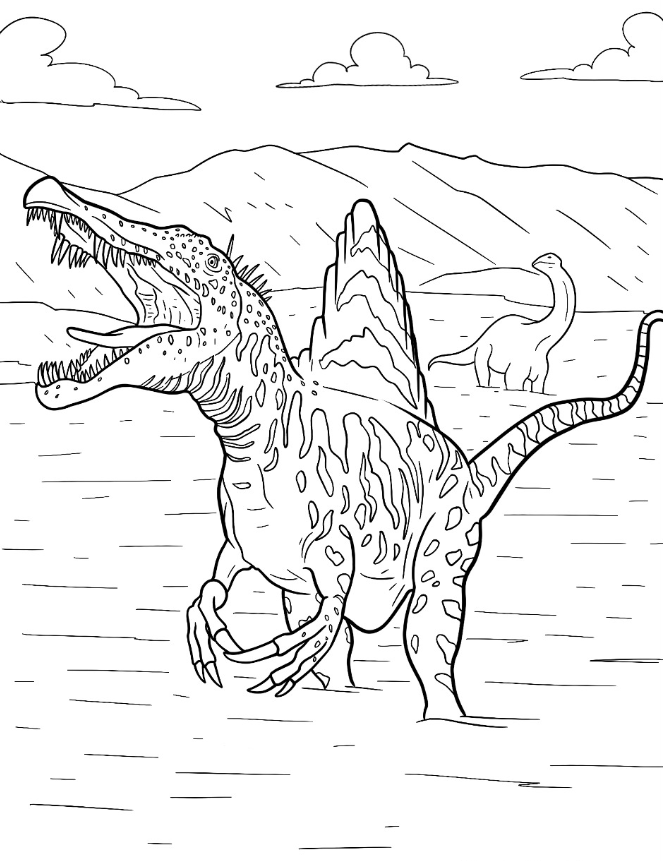 Spinosaurus Coloring Pages   Realistic Spinosaurus With Textured