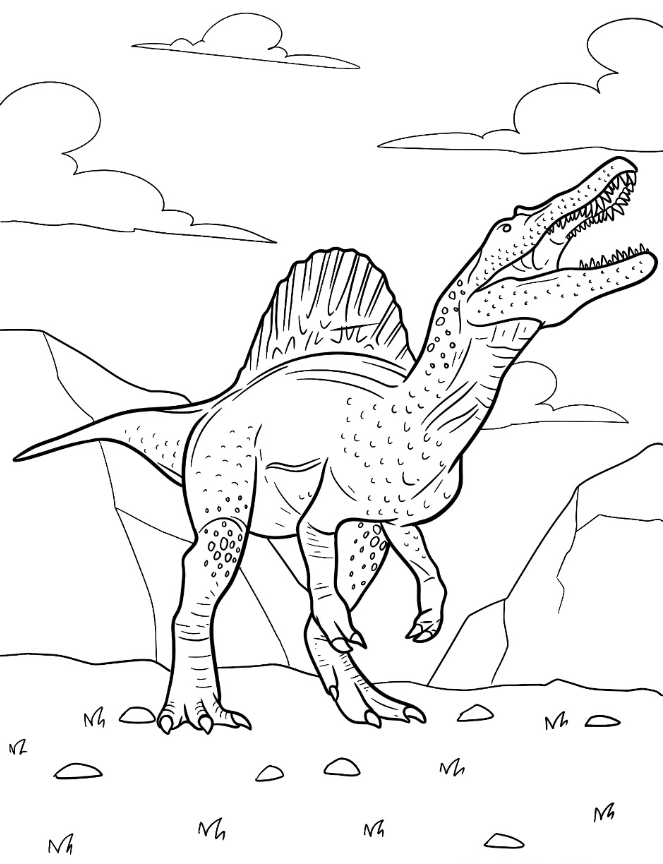 Spinosaurus Coloring Pages   Scaly Spinosaurus Looking Up At The