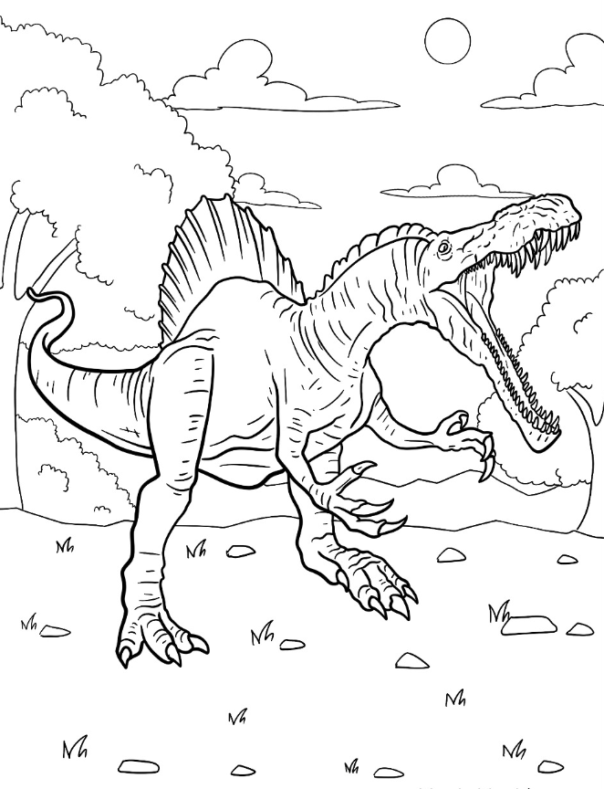 Spinosaurus Coloring S   Scary Spinosaurus Roaring Coloring