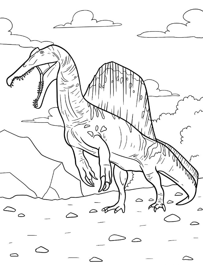 Spinosaurus Coloring Pages   Side View Of Spinosaurus With Sharp Teeth And