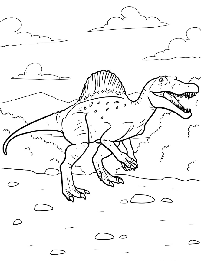 Spinosaurus Coloring Pages   Spinosaurus In The Mountains Coloring
