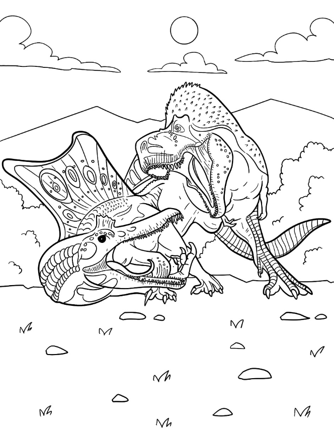 Spinosaurus Coloring S   T Rex Fighting A Spinosaurus Coloring