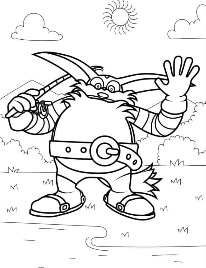 Big The Cat Waving Coloring