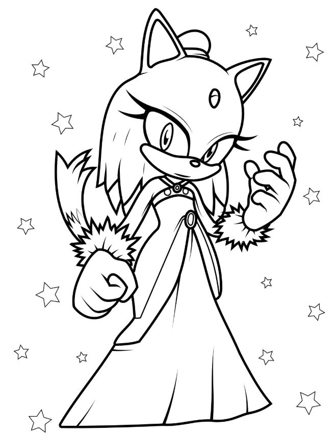 Blaze The Cat Wearing Gown Coloring