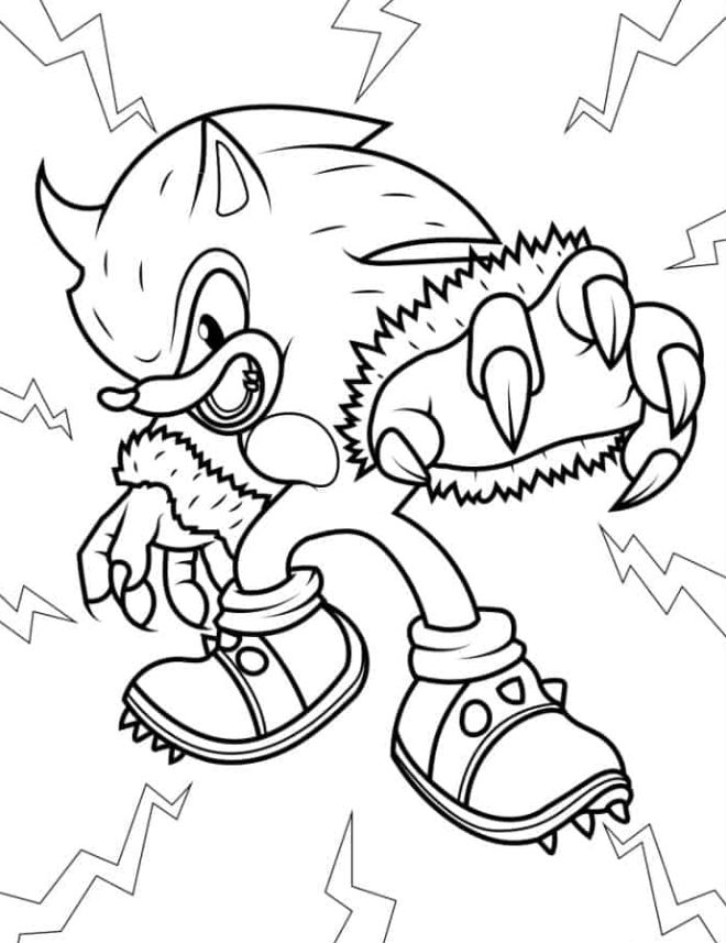 Coloring Page Of Sonic The Werehog For