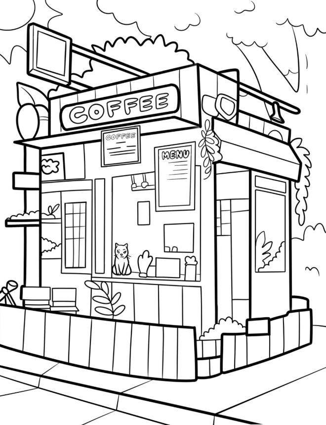 Cozy Coffee Shack Coloring