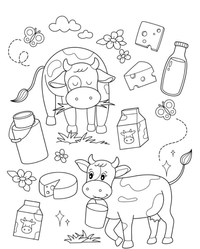 Cute Cow Doodle Page To