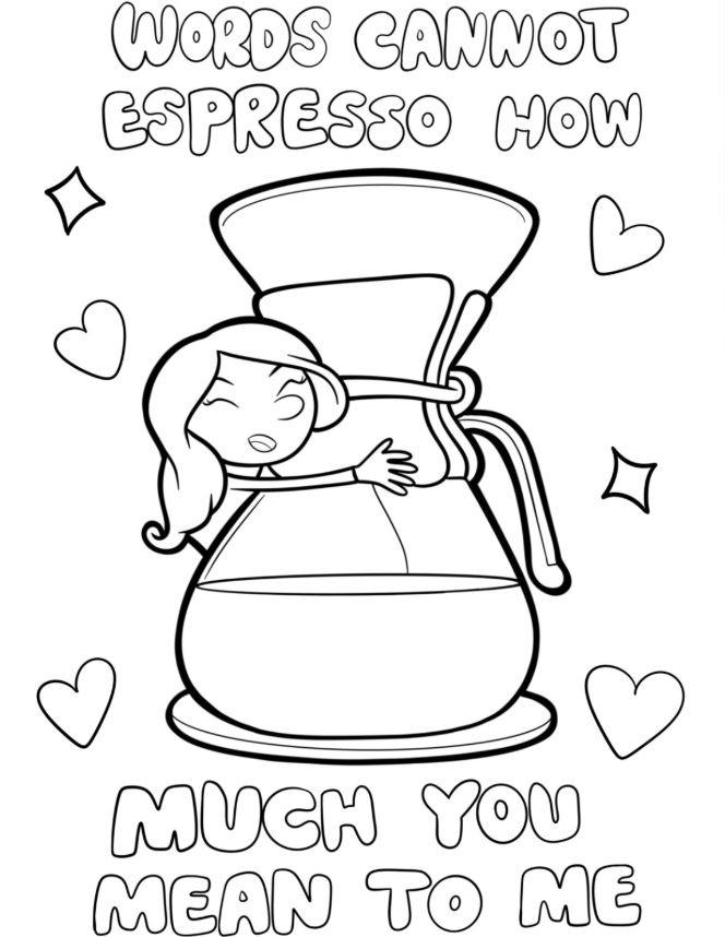 Easy Woman Hugging Chemex Coffee Maker Coloring Page For