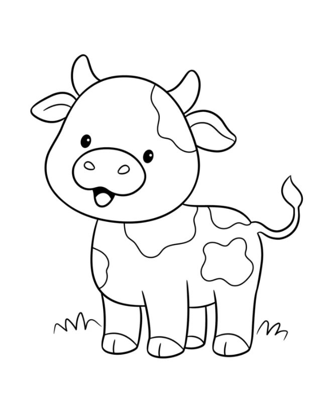 Easy To Color Cow Coloring Sheet For