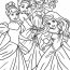 Snow White, Jasmine, Tiana, Cinderella, And Ariel Coloring Page