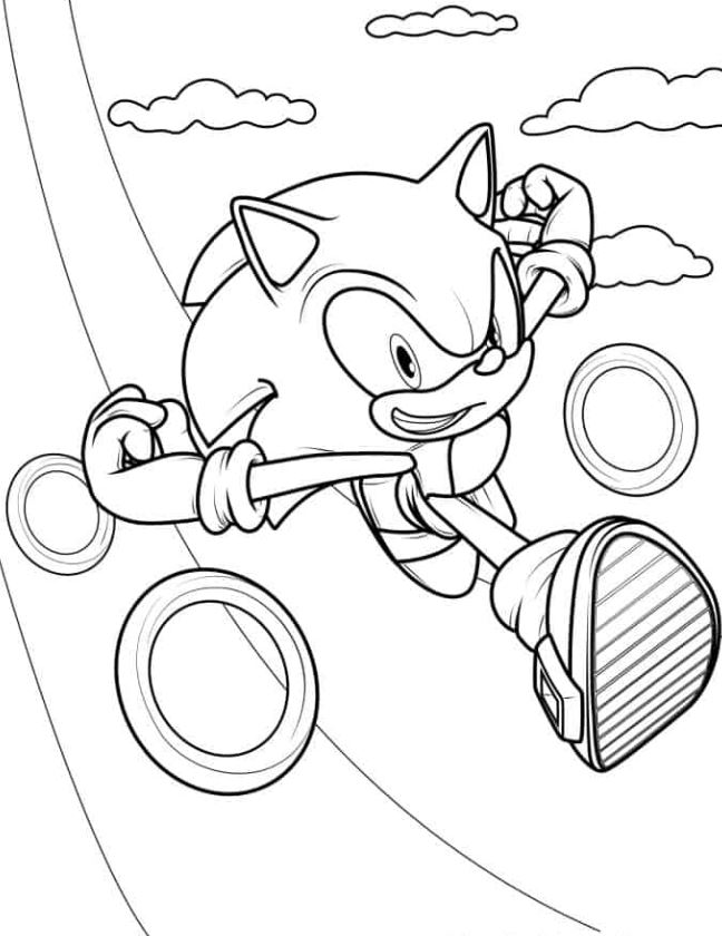 Sonic Running Through Rings Coloring