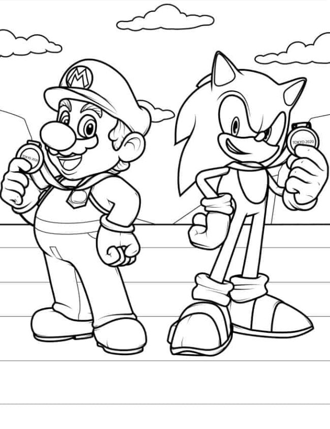 Super Sonic And Mario To Color