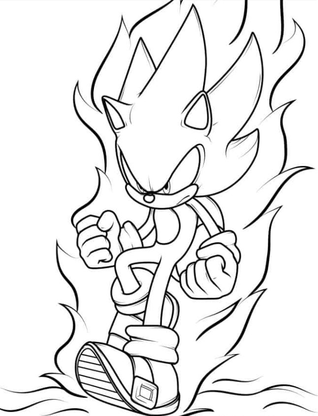 Super Sonic Coloring Page For Kids