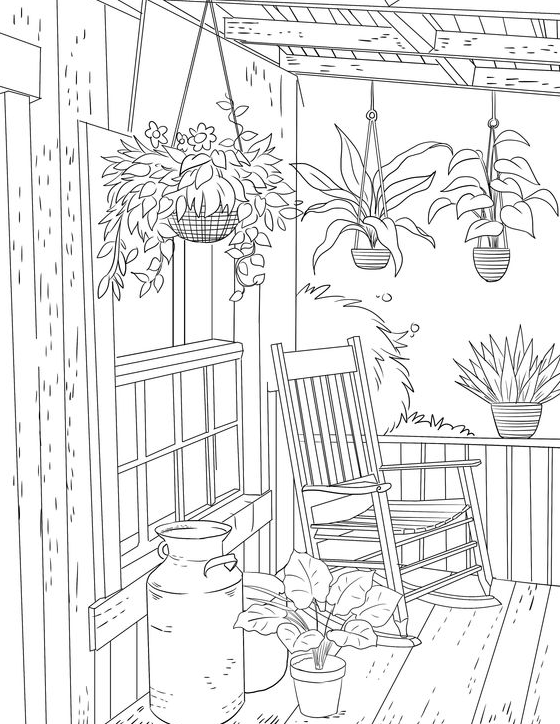 Unique Adult Coloring Pages Free Printable With Country House   Printable Adult Coloring Page From Manila Shine (Coloring Book Pages For Adults And Kids, Coloring Sheets, Coloring