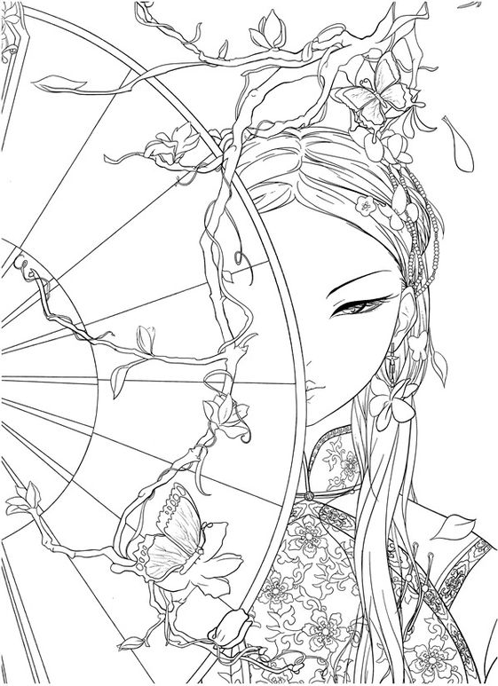 Adult Coloring Designs With 513. Classic Chinese Portrait Coloring Book Vol.15