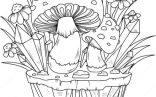 Adult Coloring Designs With Printable Mushrooms Adult Coloring Page