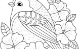 Adult Coloring Pages   Spring Bird And Flowers Coloring For Teens