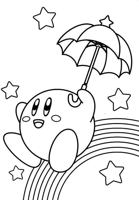 Cartoon Coloring Pages - Kirby Slide Over Rainbow Coloring Pages