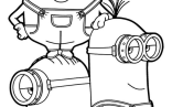 Cartoon Coloring Pages   Minions Coloring Page With Bob Stuart & Kevin