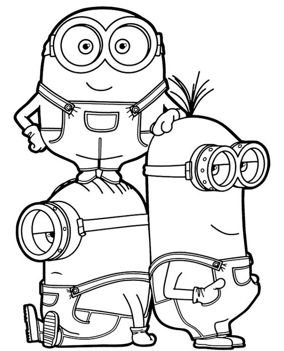 Cartoon Coloring Pages - Minions coloring page with Bob Stuart & Kevin
