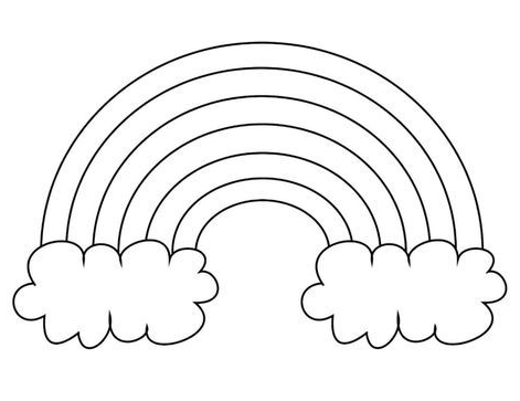 Coloring For Kids With Extra Large Rainbow Templates with Clouds