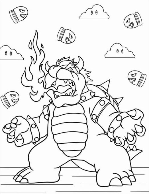 Coloring Pages For Boys   Bowser Coloring Pages Free PDF