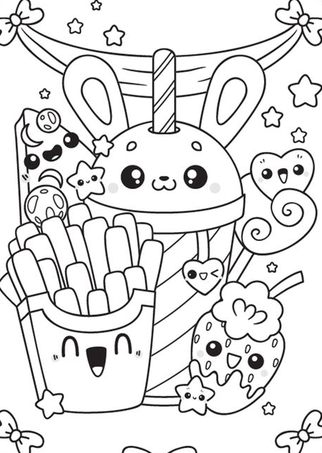 Coloring Pages For Kids   Big Kawaii Adventure Coloring