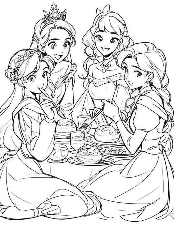 Coloring Pages For Kids   Disney Princesses Thanksgiving Coloring