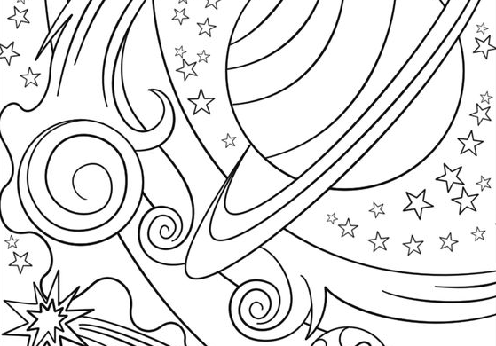 Coloring Sheets With Trippy Space   Rocket And Planets Coloring Page Free Printable Coloring Pages