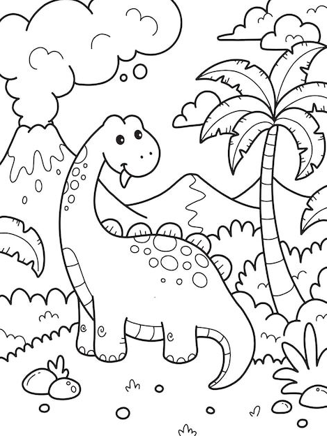 Colouring Pages For Kids - Dinosaur coloring page for kids