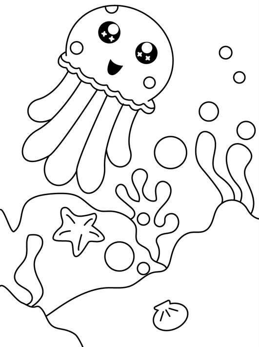 Colouring  For Kids   Jellyfish Coloring