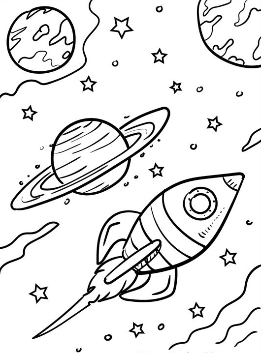 Colouring  For Kids   Outer Space Coloring